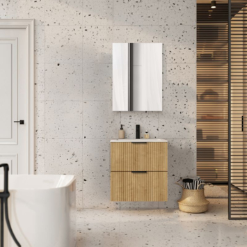 Atlantic wastafelonderkast Raff eik ribbelfront 60 x 45,2 x 63,5 cm