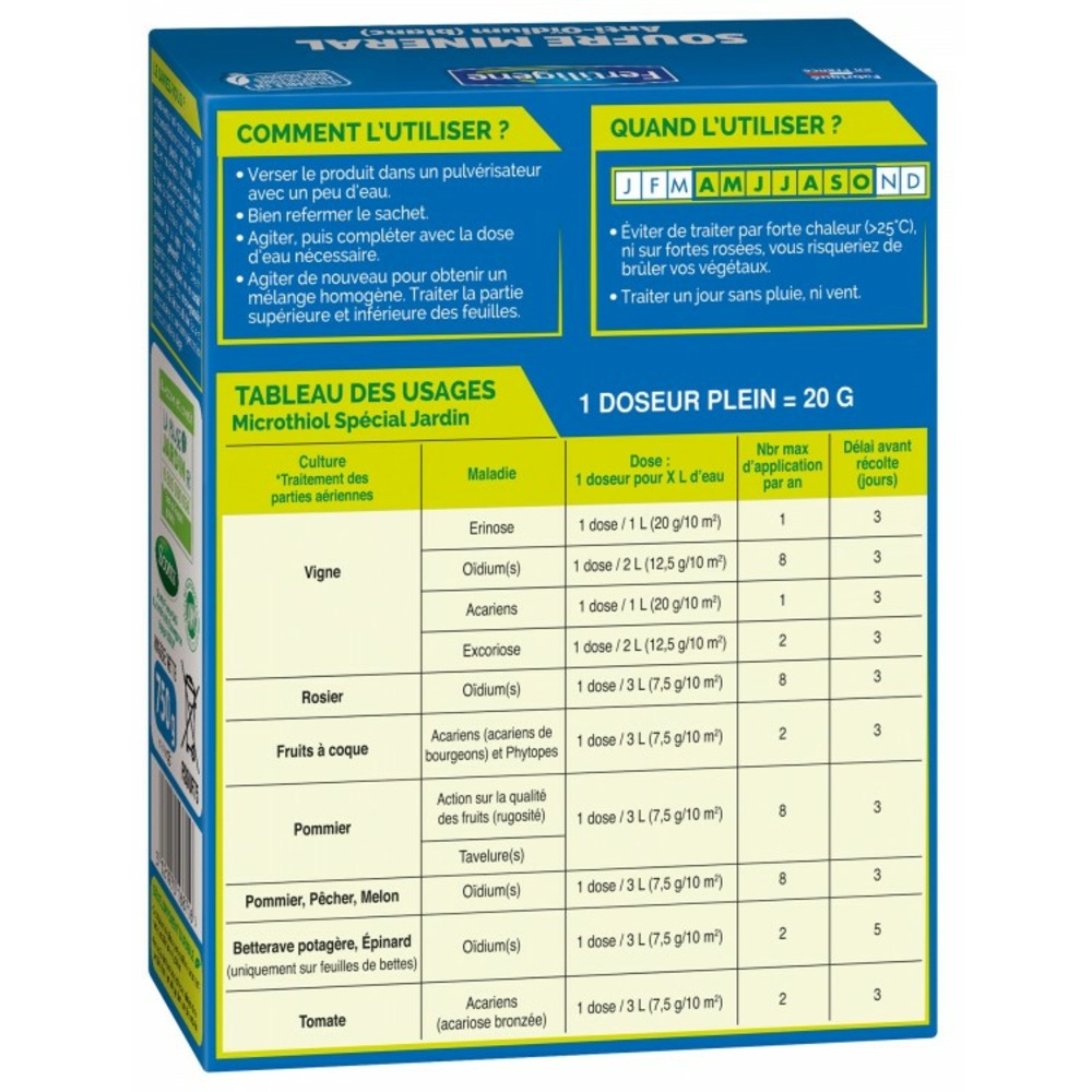 Soufre minéral anti-oidium concentré - 750gr