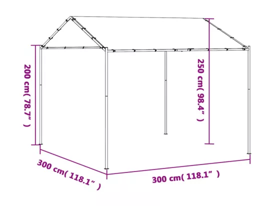 Tente à auvent beige 3x3 m acier et tissu