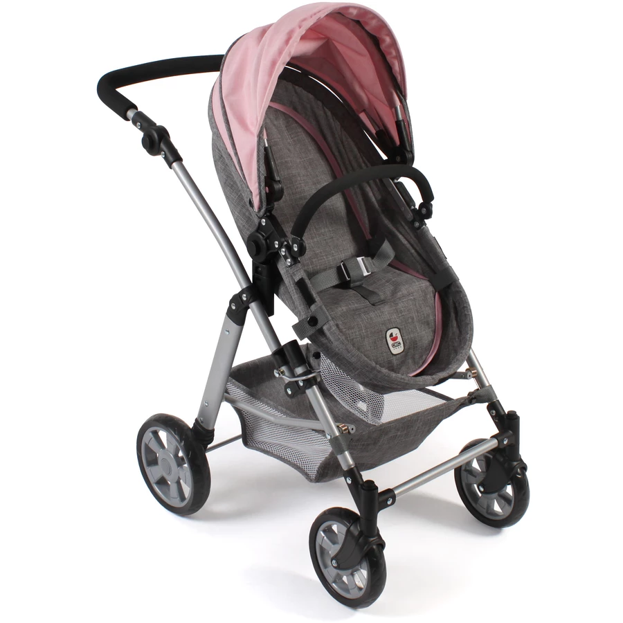 BAYER CHIC 2000 Kombi Puppenwagen NELE melange grau rosa