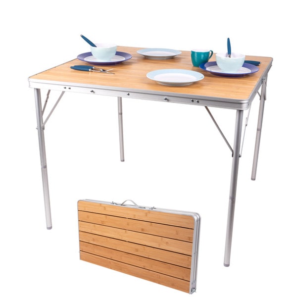Table valise bambou 90x90cm Reconditionnée