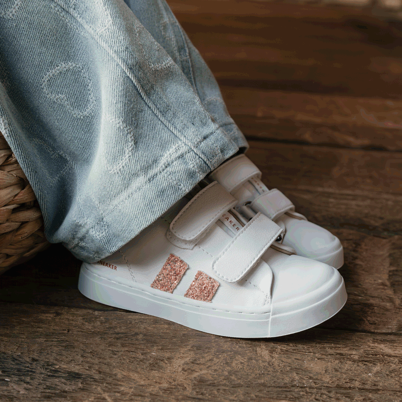 Shoesme weißer Sneaker mit rosa Glitzer