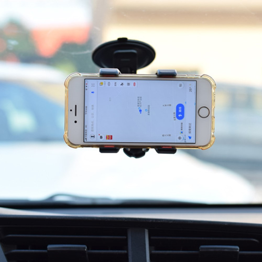 Universal  Auto KFZ Schwanenhals Smartphone Halterung mit Saugnapf und Verriegelung - Schwarz