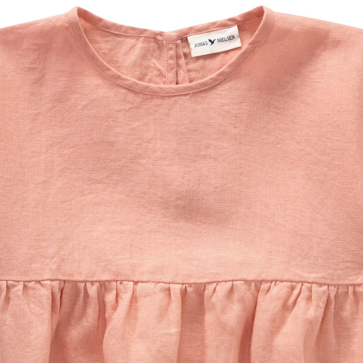 Jonas Nielsen Mädchen Leinen-Kleid mit kurzen Ärmeln apricot