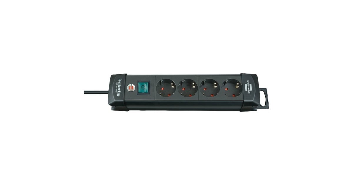 BrennenstuhlPremium-Line 4x stekkerdoos  (Zwart, 1951140100, voor 4 stekkers, 1,8m)