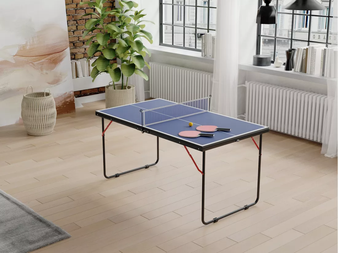 Mini table de ping-pong avec raquettes, balles et filet - L137 x P76 x H67 cm - DENIS