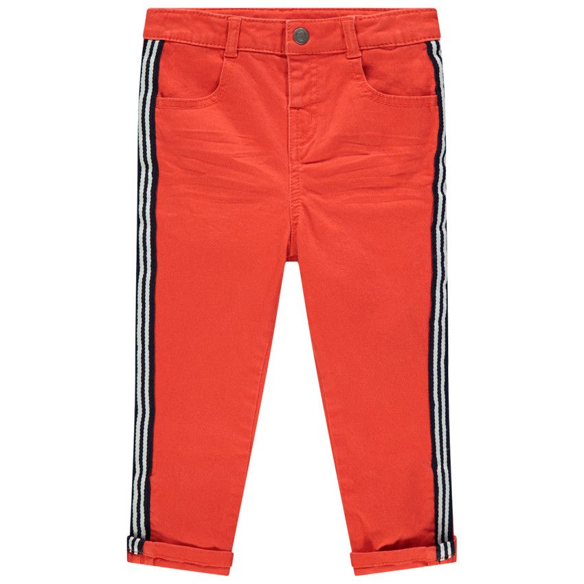 Pantalon en toile effet crinkle à bandes sur les côtés - Multicolore