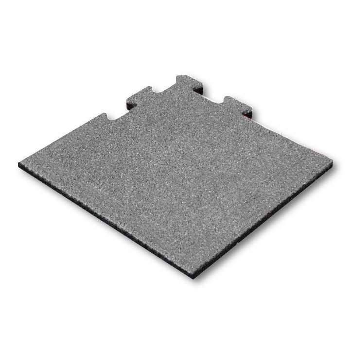 Rubbertegel 25 mm - 50x50 cm Grijs - Puzzelsysteem hoekstuk