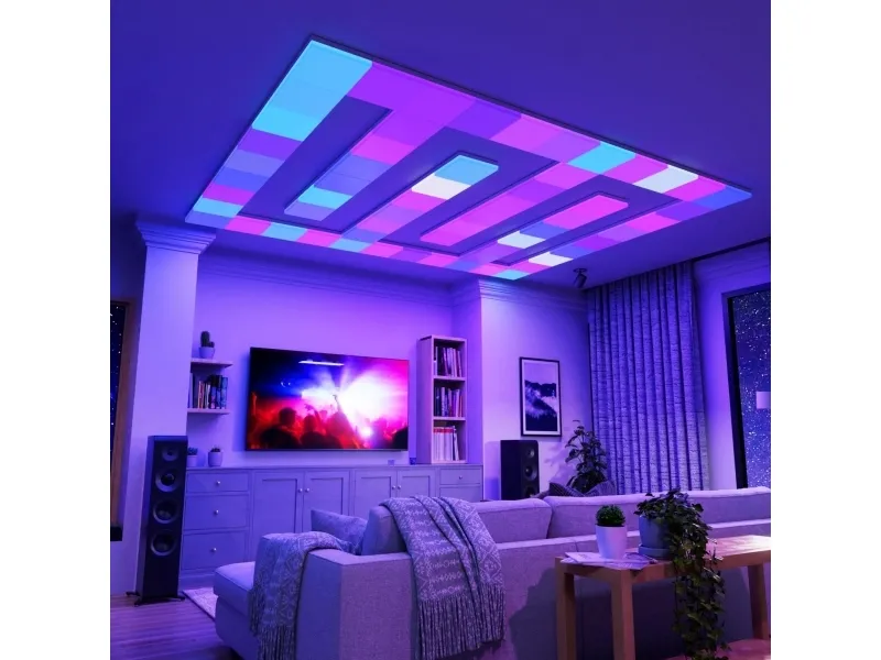Nanoleaf Skylight Starter Kit - Loftslyspanel - LED - 300 x 300 mm - total: 50 W - RGB/varmt til køligt hvidt lys - 2700-6500 K - kvadrat (pakke med 3)