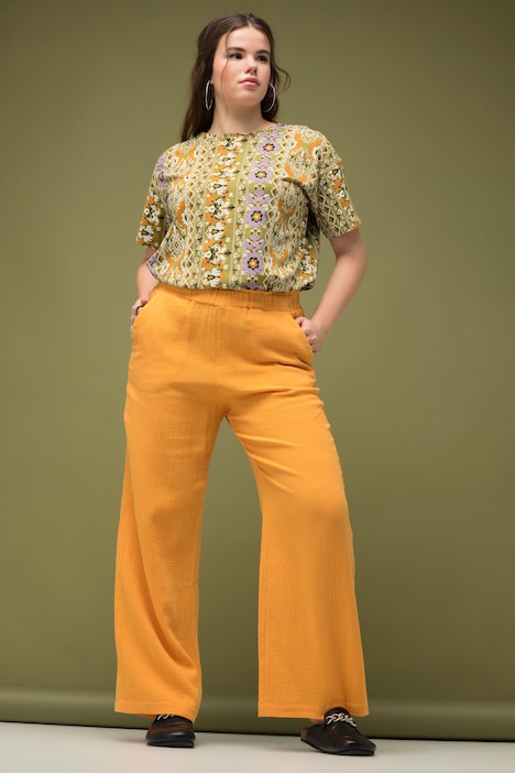 Hose, wide Legs, Musselin, Elastikbund
