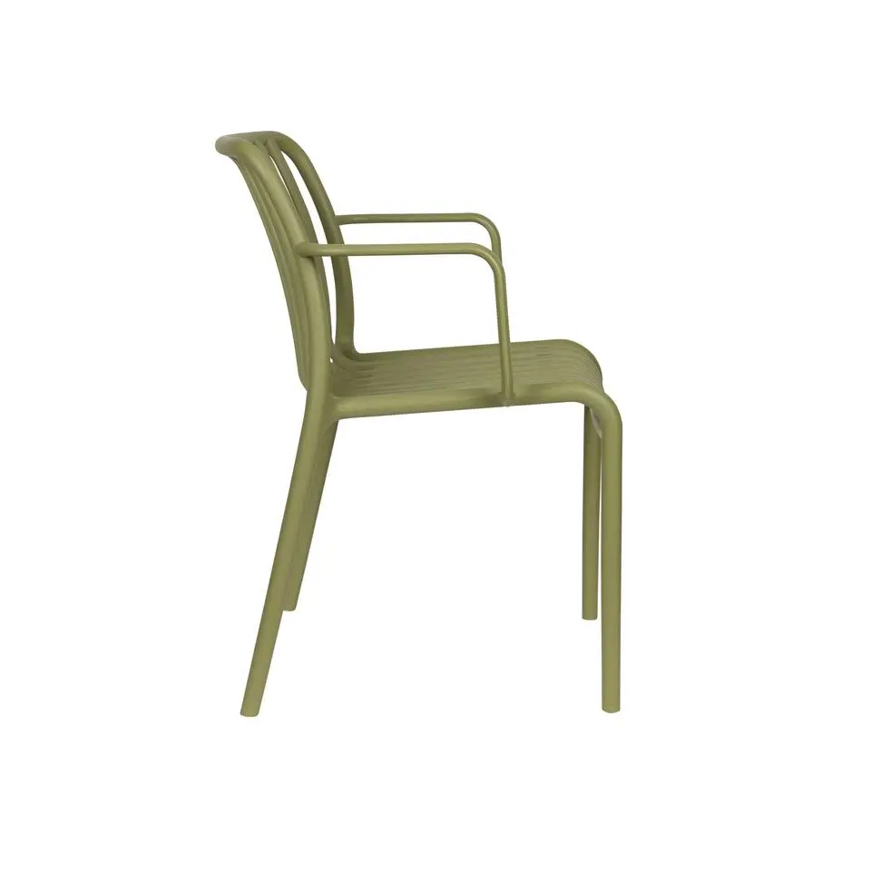 Housecraft Living Mante Tuinstoelen Armleuning Kunststof Groen - Set van 4