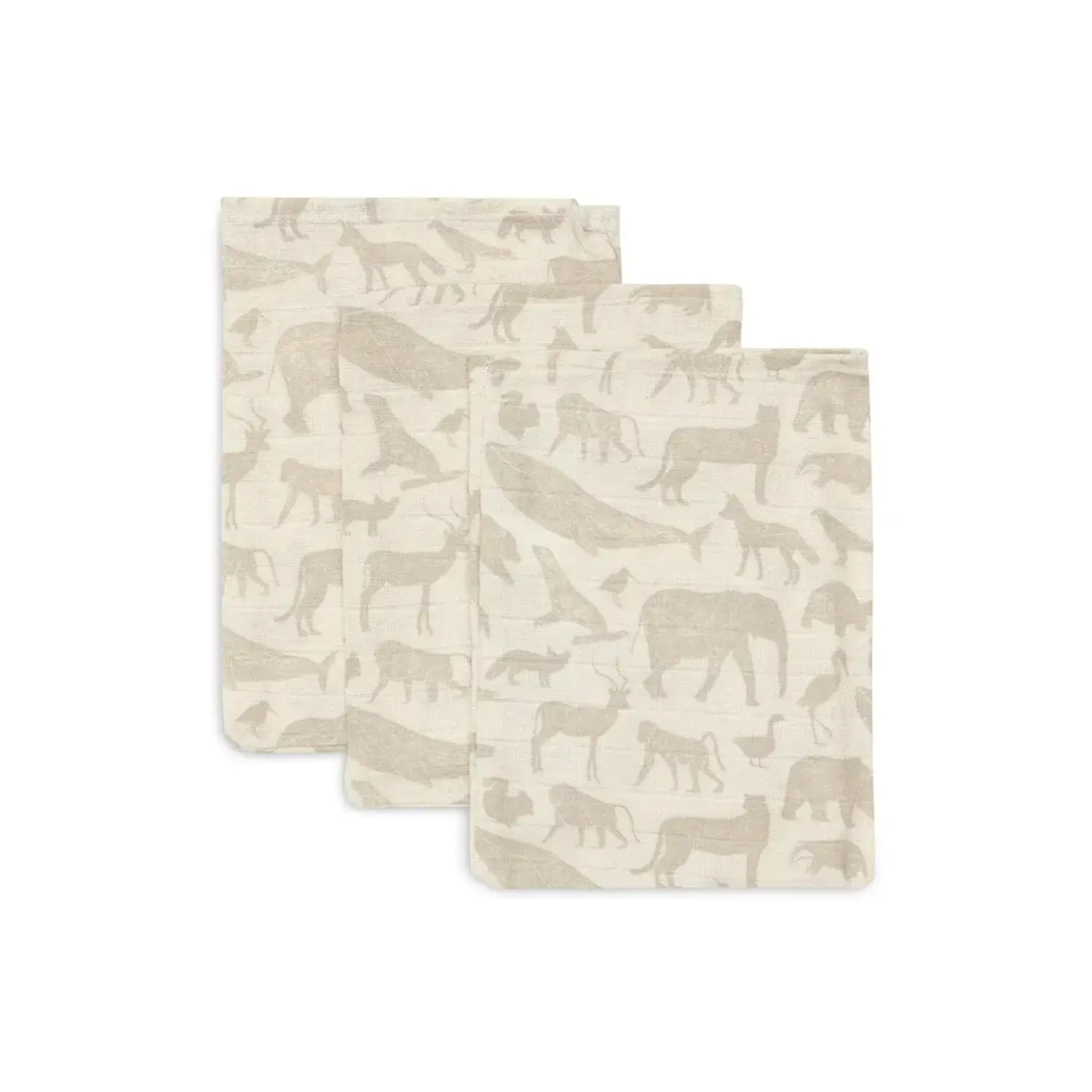Jollein | Hydrofiel Washandje Animals |Nougat | 3 Stuks