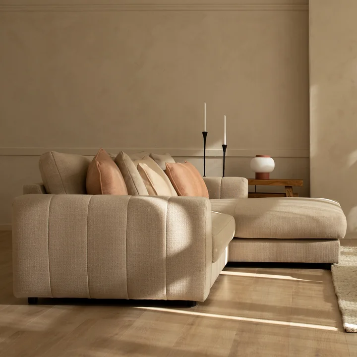 Nuuck - Bente Sofa, Chaise R, 234 x 175 cm, hellgrau (Melina Grey Breeze 1240)