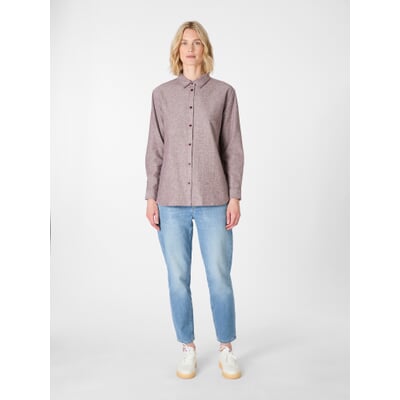 Damen-Flanellbluse meliert, Weinrot