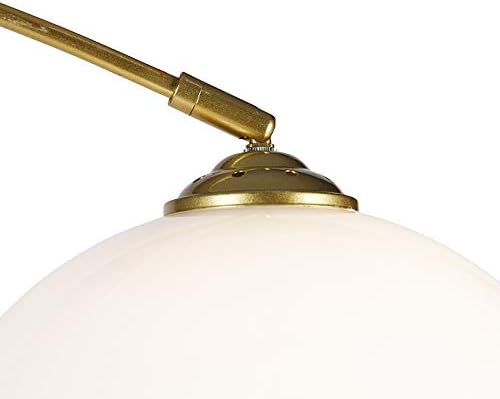 Qazqa - Moderne Bogenlampe Messing mit weißem Schirm - Arc Basic I Wohnzimmer I Schlafzimmer - Stahl Rund I Länglich - LED geeignet E27