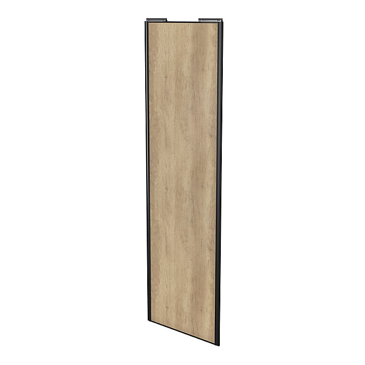 Porte de placard coulissante effet chêne brut profil noir GoodHome Arius H. 248,5 x L. 77.2 cm + amortisseurs