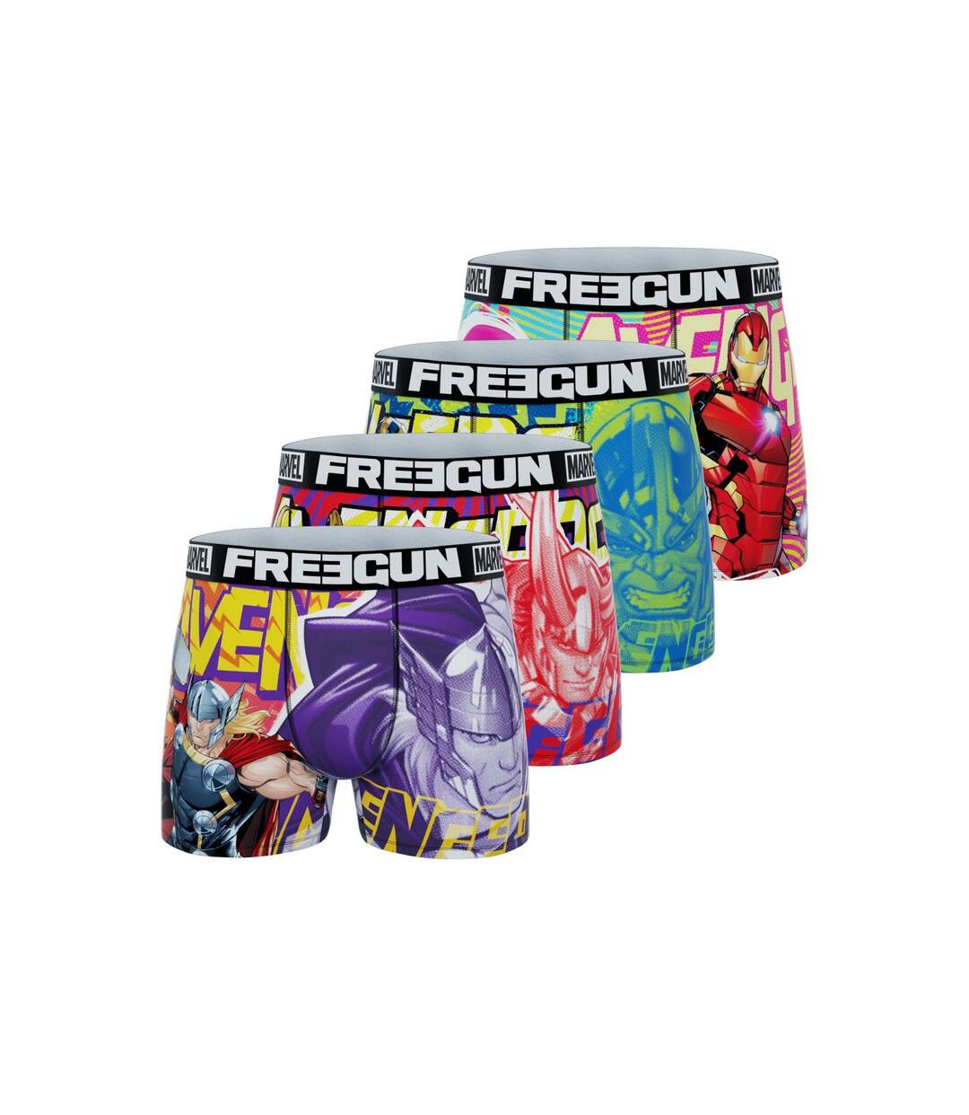 Boxer Homme Marvel, Caleçon Homme Iron Man, Thor et Loki (Lot de 4)