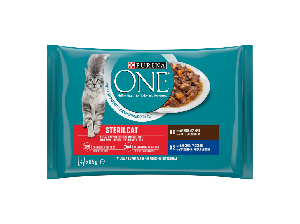 COMIDA HÚMIDA PARA GATO PURINA ONE PATO E SARDINHA 4X85G