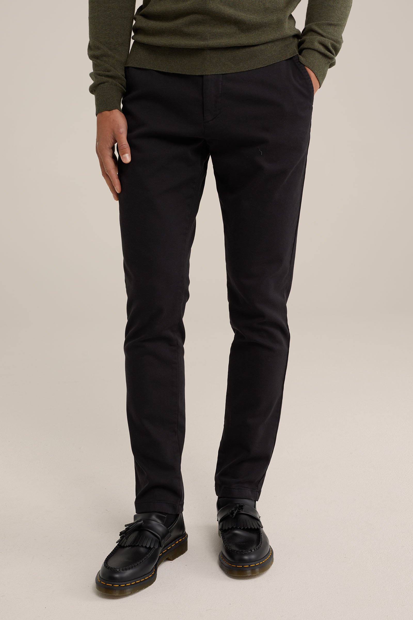 slim fit chino van jog kwaliteit Fundamentals Zwart