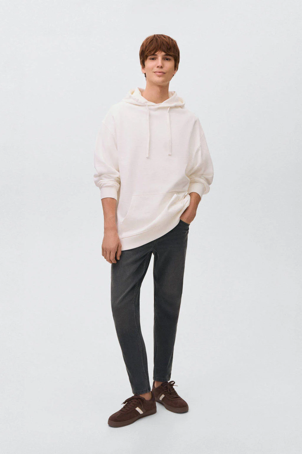 MANGO TEEN waist straight leg jeans grey denim
