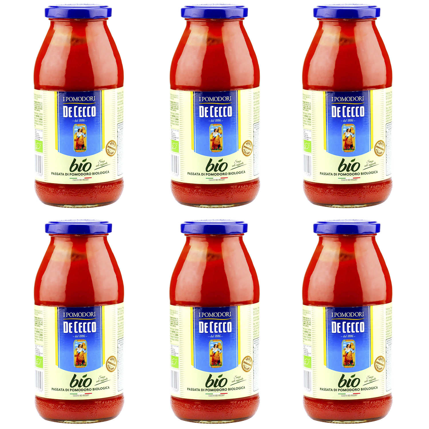 La réserve de coulis de tomate - 6 pots De Cecco Passata di Pomodoro bio