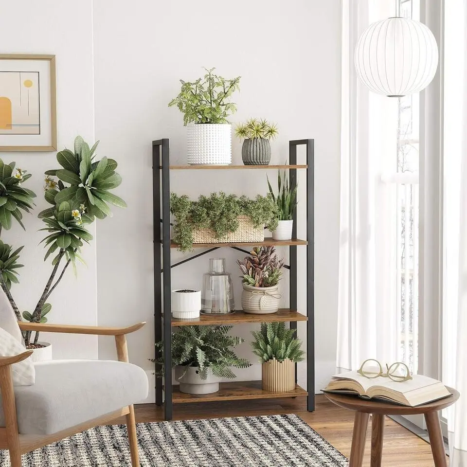 Parya Home Boekenkast met 4 niveaus, opbergrek, hoogte 120 cm