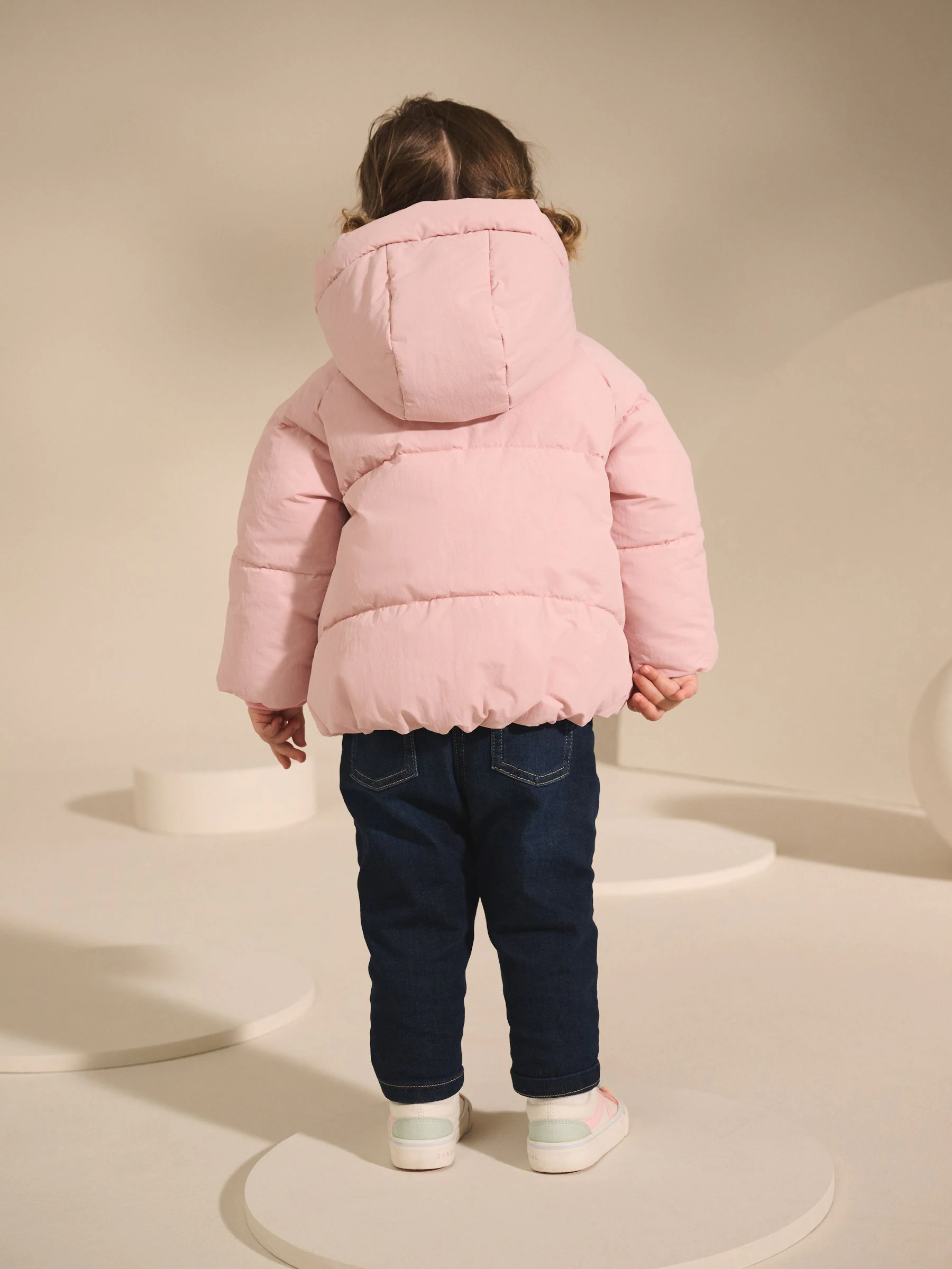 Roze - Regenbestendige gewatteerde jas met imitatiebontvoering (3mnd-7jr)