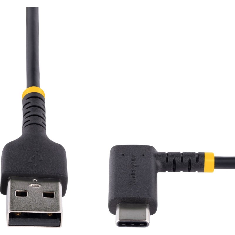 StarTech.com Câble de Charge Rapide USB-A vers USB-C de 1m, Robuste, Coudé à Droite, Charge et Synchronisation, 3A, USB 2.0, Gaine TPE et Fibre d'Aramide - Cordon de Charge USB