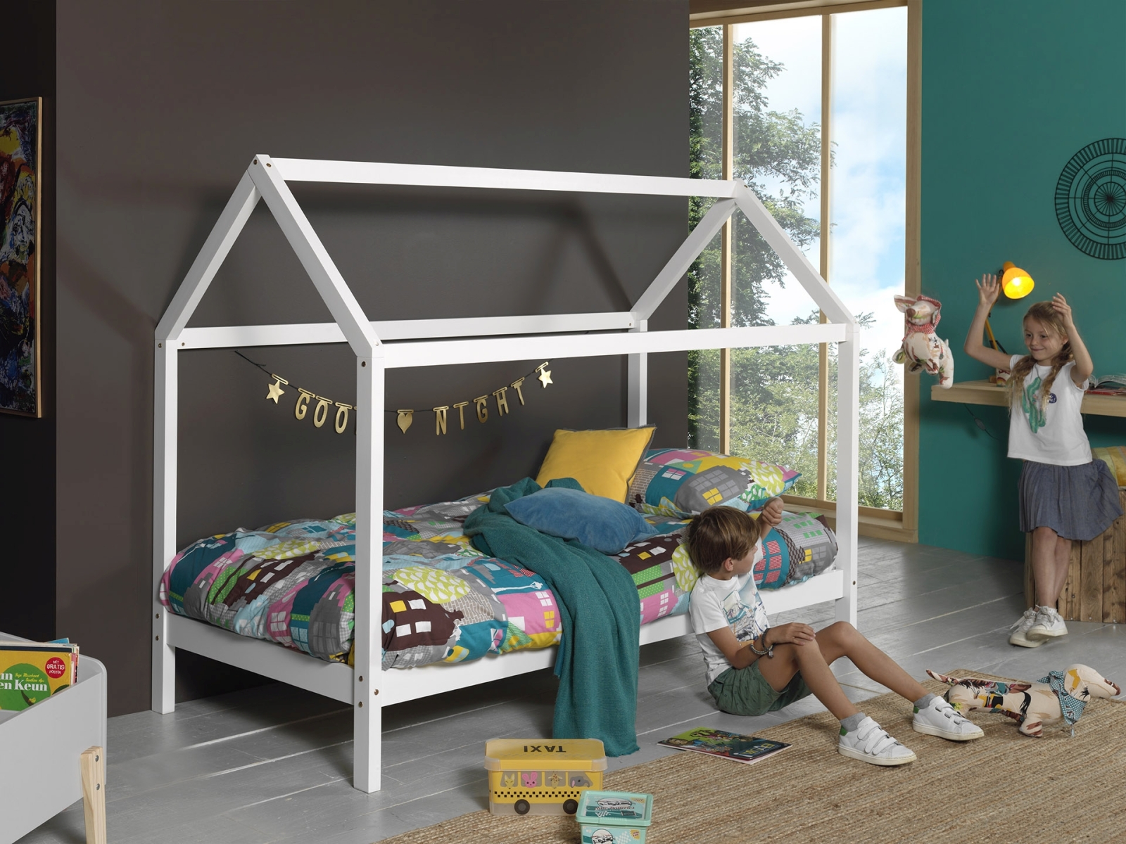 Hausbett-Set DALLAS 2 - weiß - mit Matratze - 90x200 cm