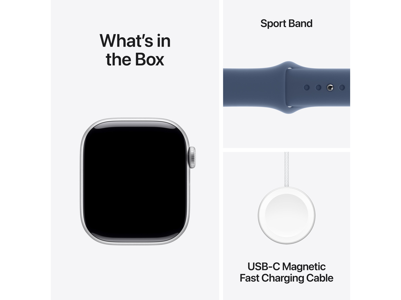 APPLE WATCH 10 GPS 42 MM ALUMÍNIO PRATEADO COM BRACELETE DESPORTIVA AZUL DENIM (TAMANHO S/M)