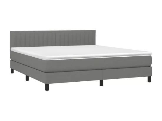 Sommier tapissier et matelas et LED Gris foncé 160x200 cm Tissu