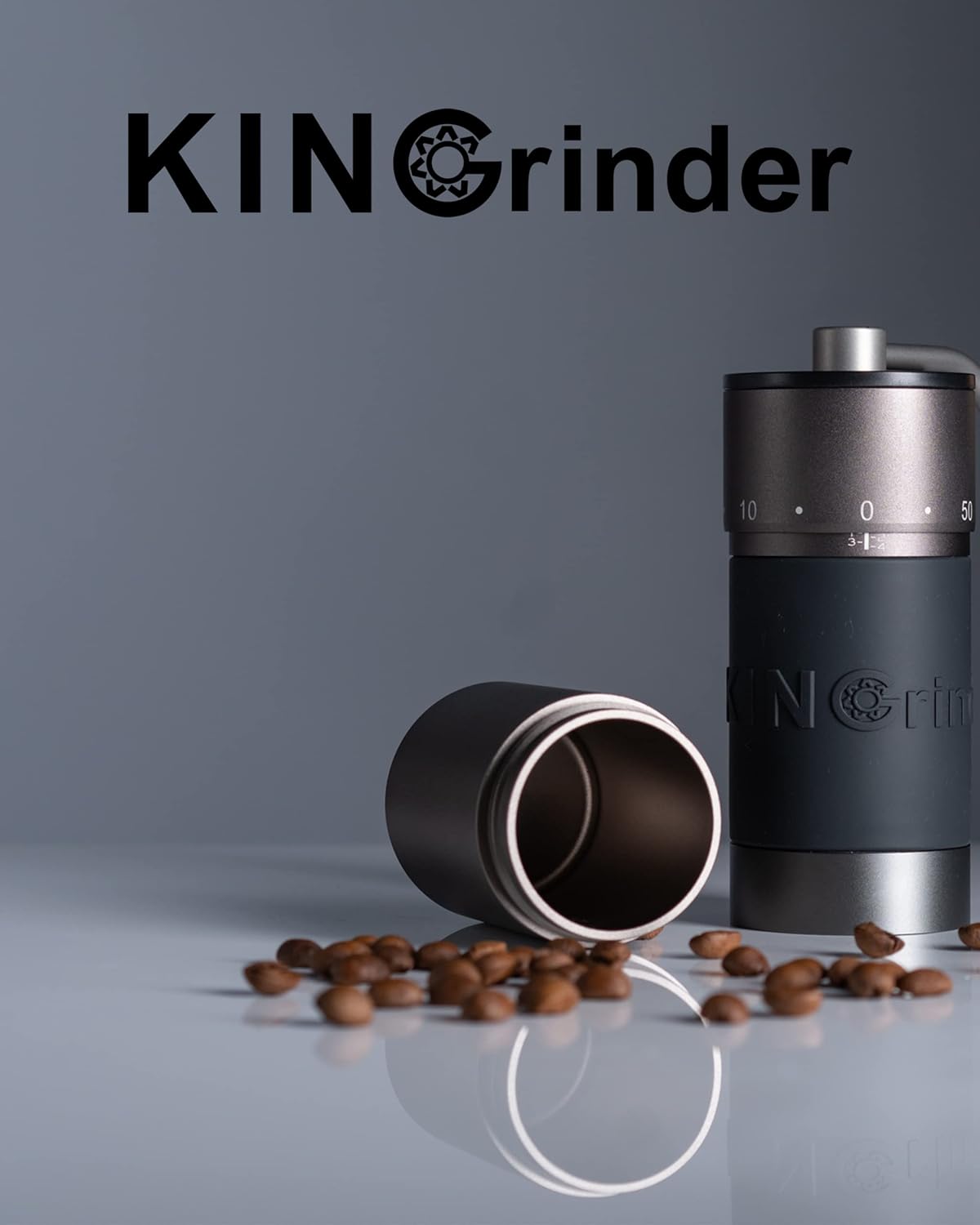 [Eisengrau]KINGrinder K6 Manuelle Kaffeemühle mit 200 einstellbaren Mahlgraden für Aeropress, French Press, Drip, Espresso, 25-35g Fassungsvermögen