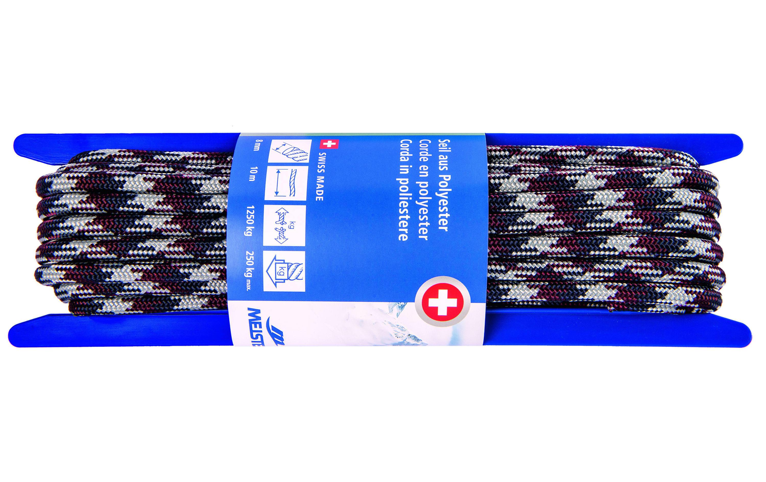Polyesterseil Ø 8 mm, 10 m, 1250 kg, Blau-RotPolyesterseil RACING 32-fach geflochten