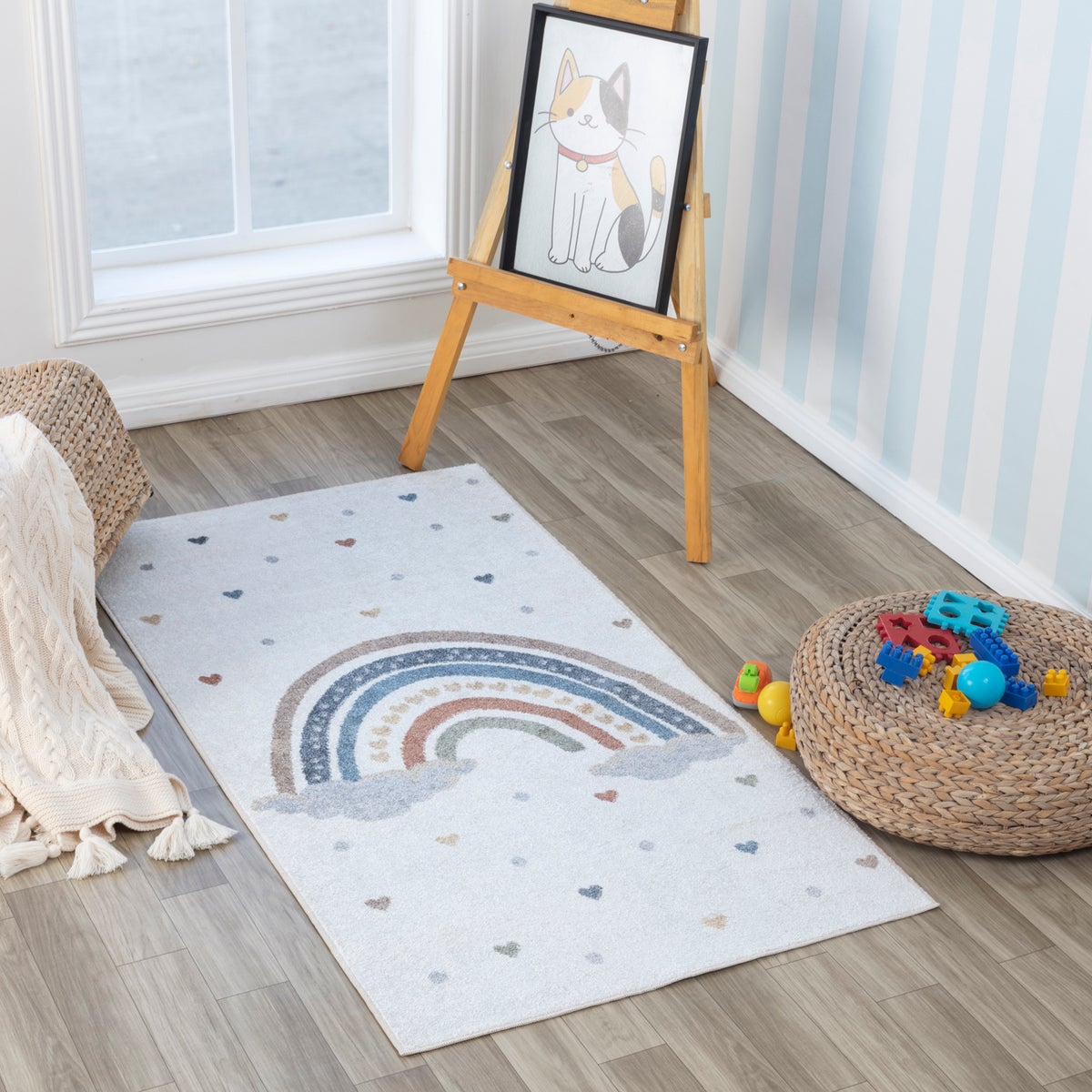 Machinewasbaar kinderkleed Regenboog Multicolor/Oranje 80x150 cm STELLA