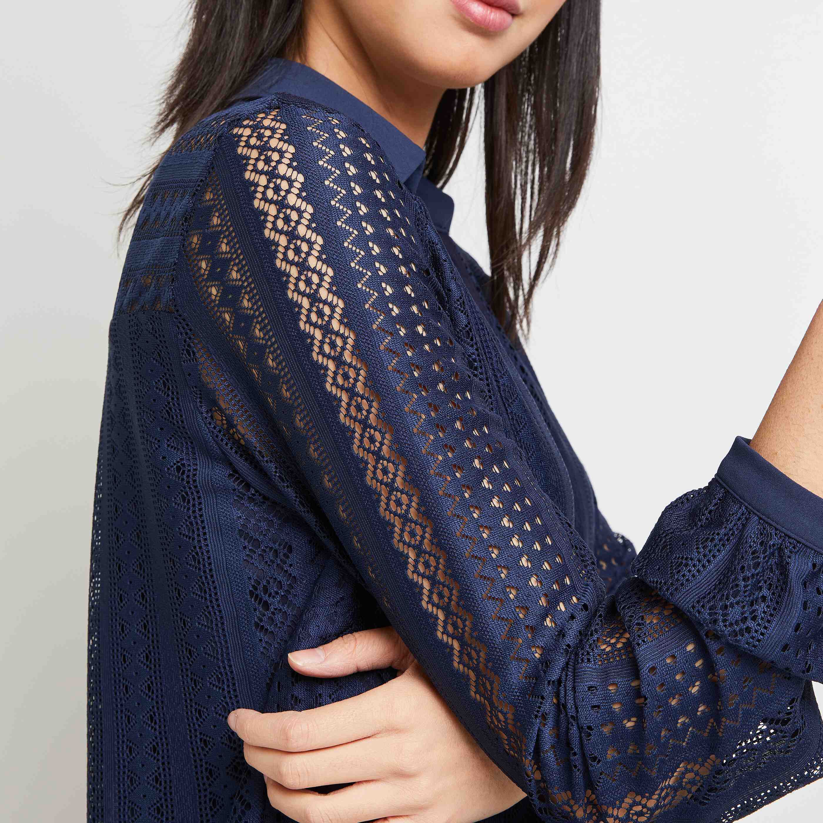 Blouse dentelle marine femme - MARINE