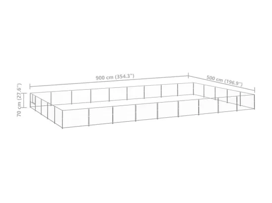 Chenil extérieur cage enclos argenté 900 x 500 x 70 cm 02_0000282