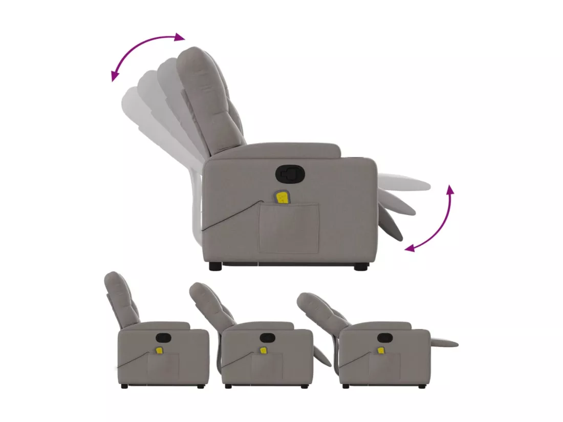 Fauteuil inclinable massant Taupe Tissu