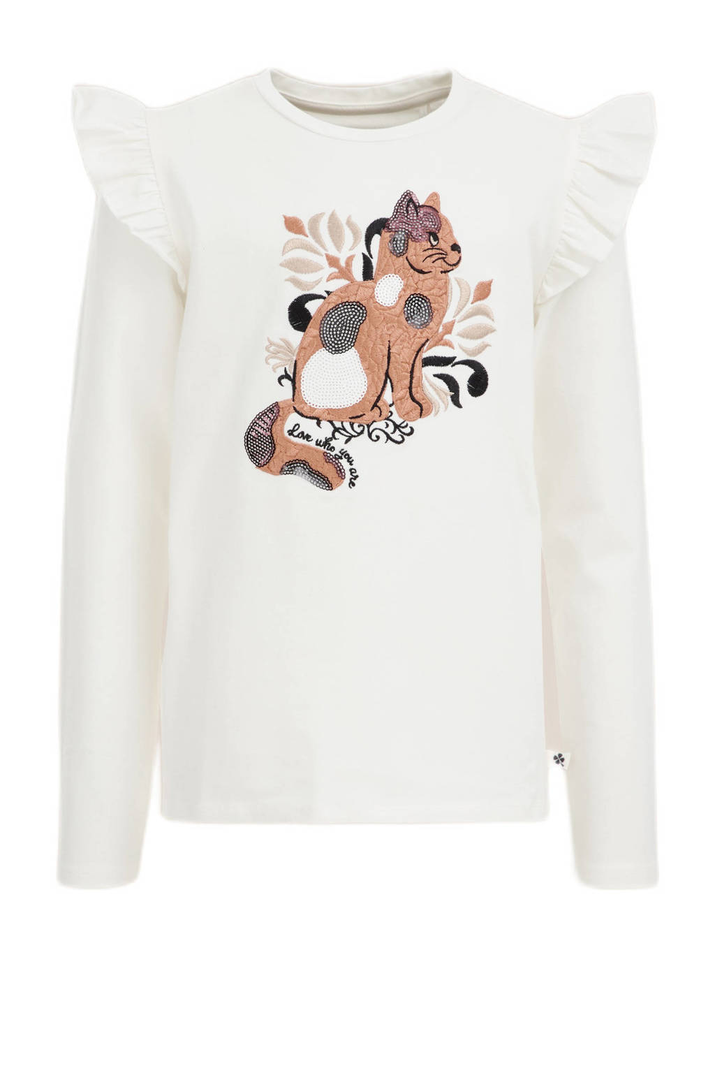 WE Fashion gestreepte longsleeve blanc