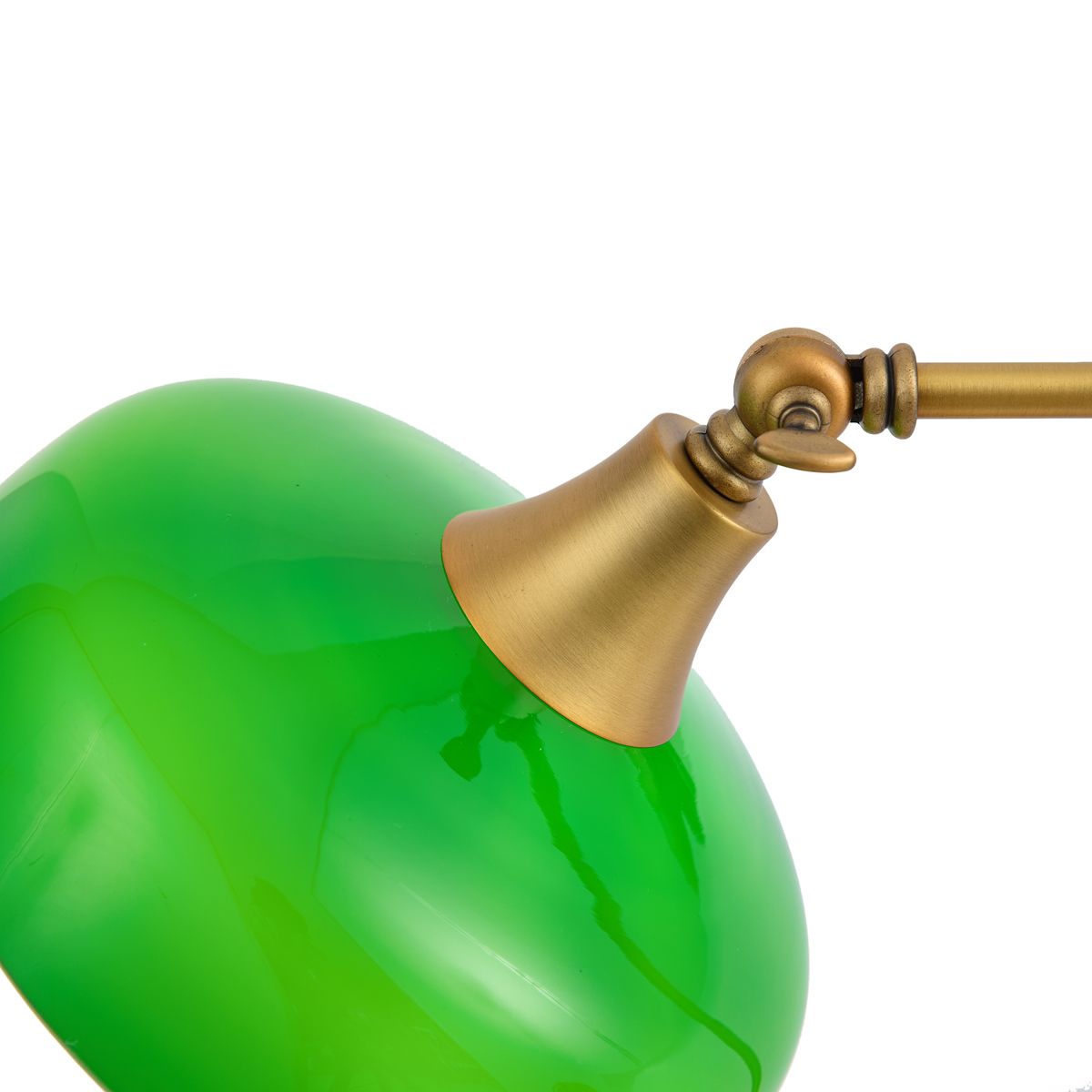 Klassieke tafellamp brons met groen opaal glas   - Clerk