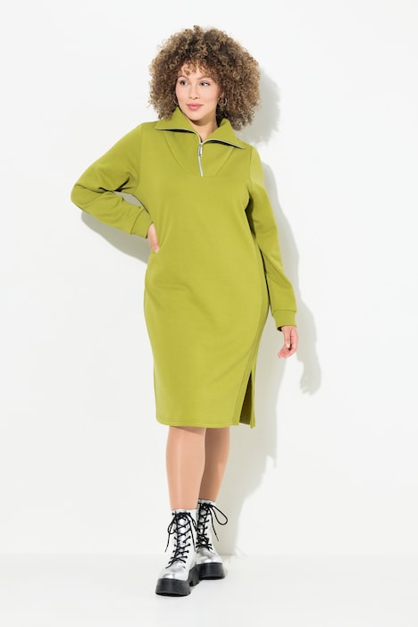 Sweatkleid, Troyerkragen, Reißverschluss, Langarm