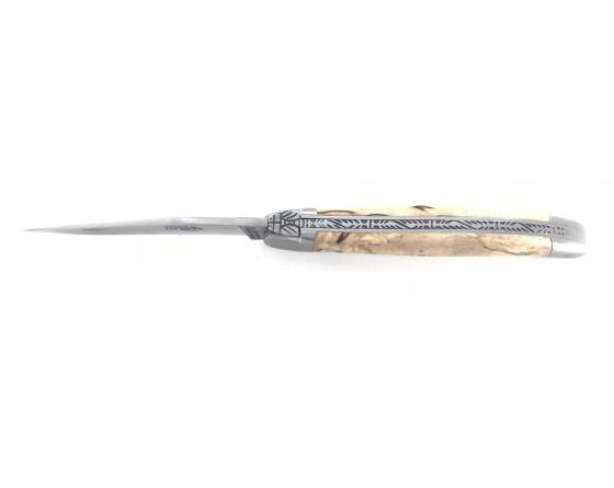 Laguiole Tradition 9 cm - 2 mitres - Bouleau Madré Couteau de Poche Forge de Laguiole