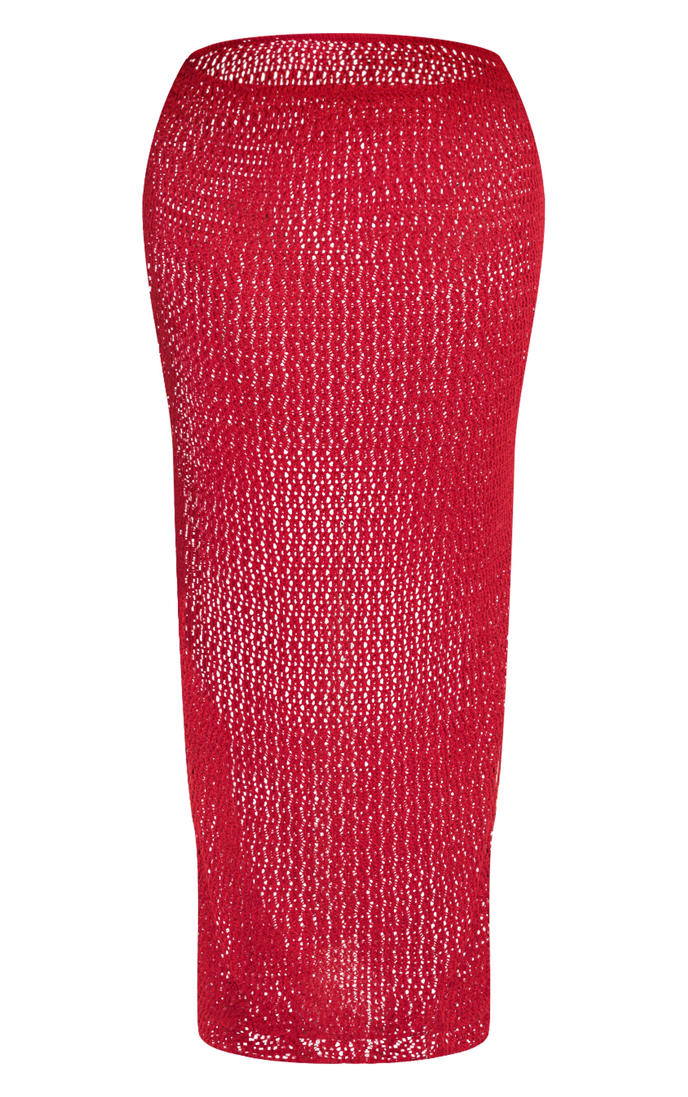 Rouge Bordeaux Jupe De Plage Maxi En Crochet Grande Taille