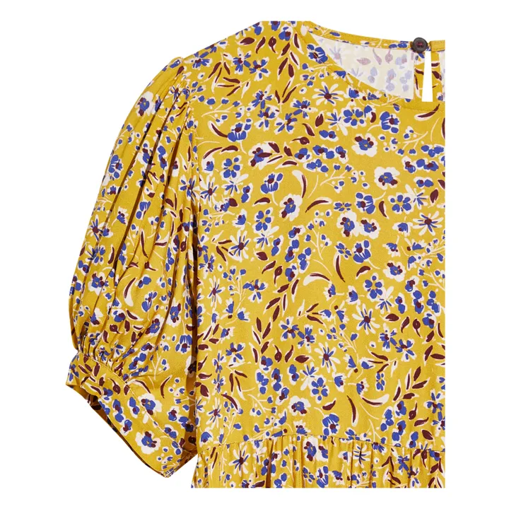 Bellerose Robe Atomic Volants Imprimé  | Jaune moutarde