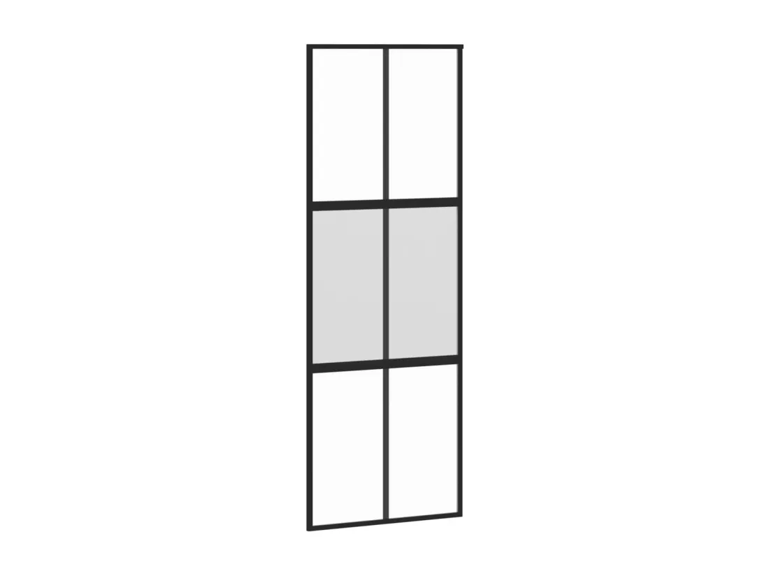 Porte coulissante noir 76x205 cm verre trempé aluminium