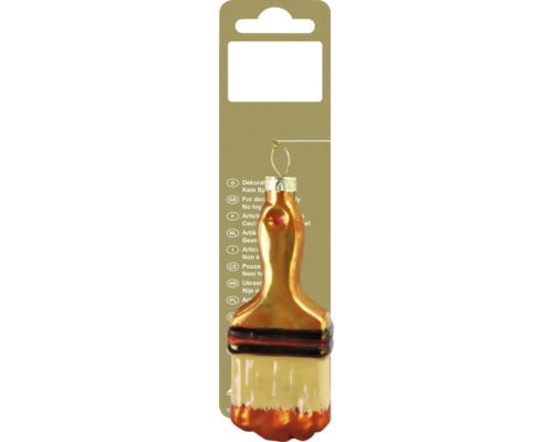 Kerstdecoratie hanger borstel glas oranje