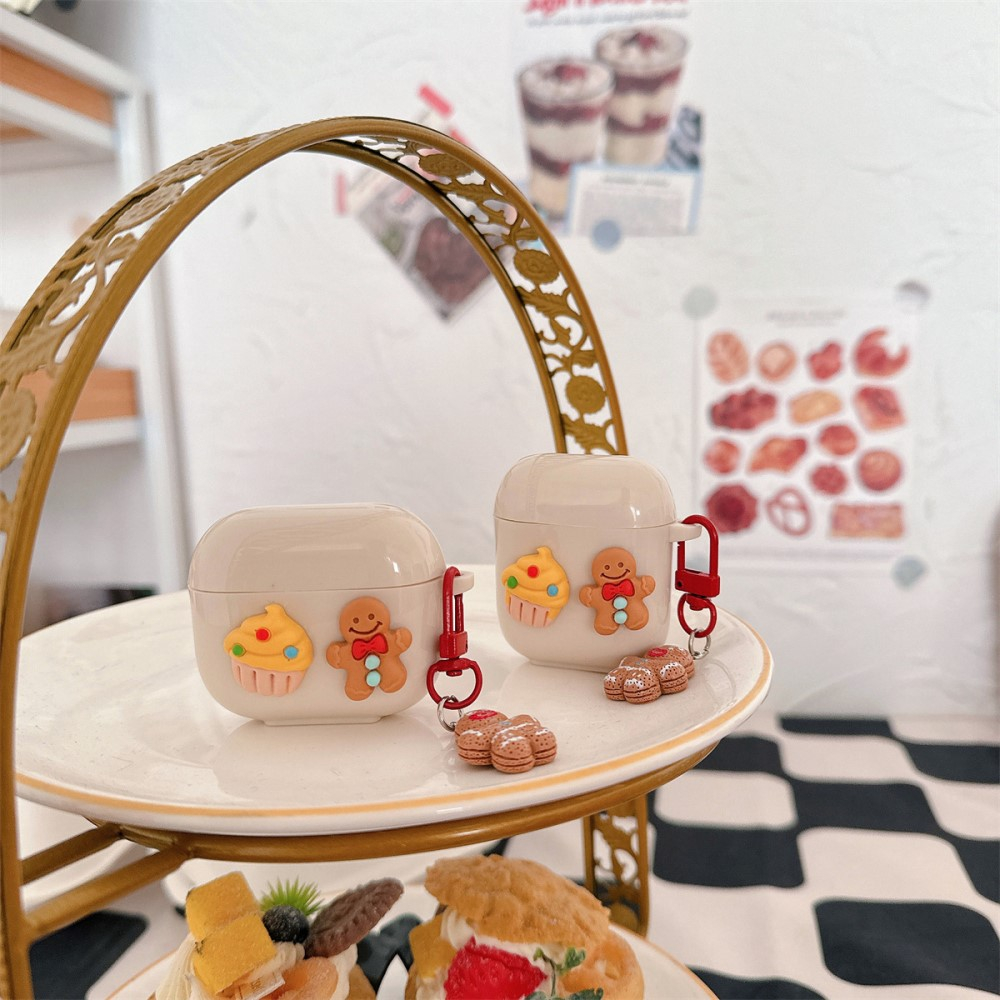 AirPods (3. Generation) Gummi Case Schutzhülle mit Lebkuchenmann Anhänger - Beige