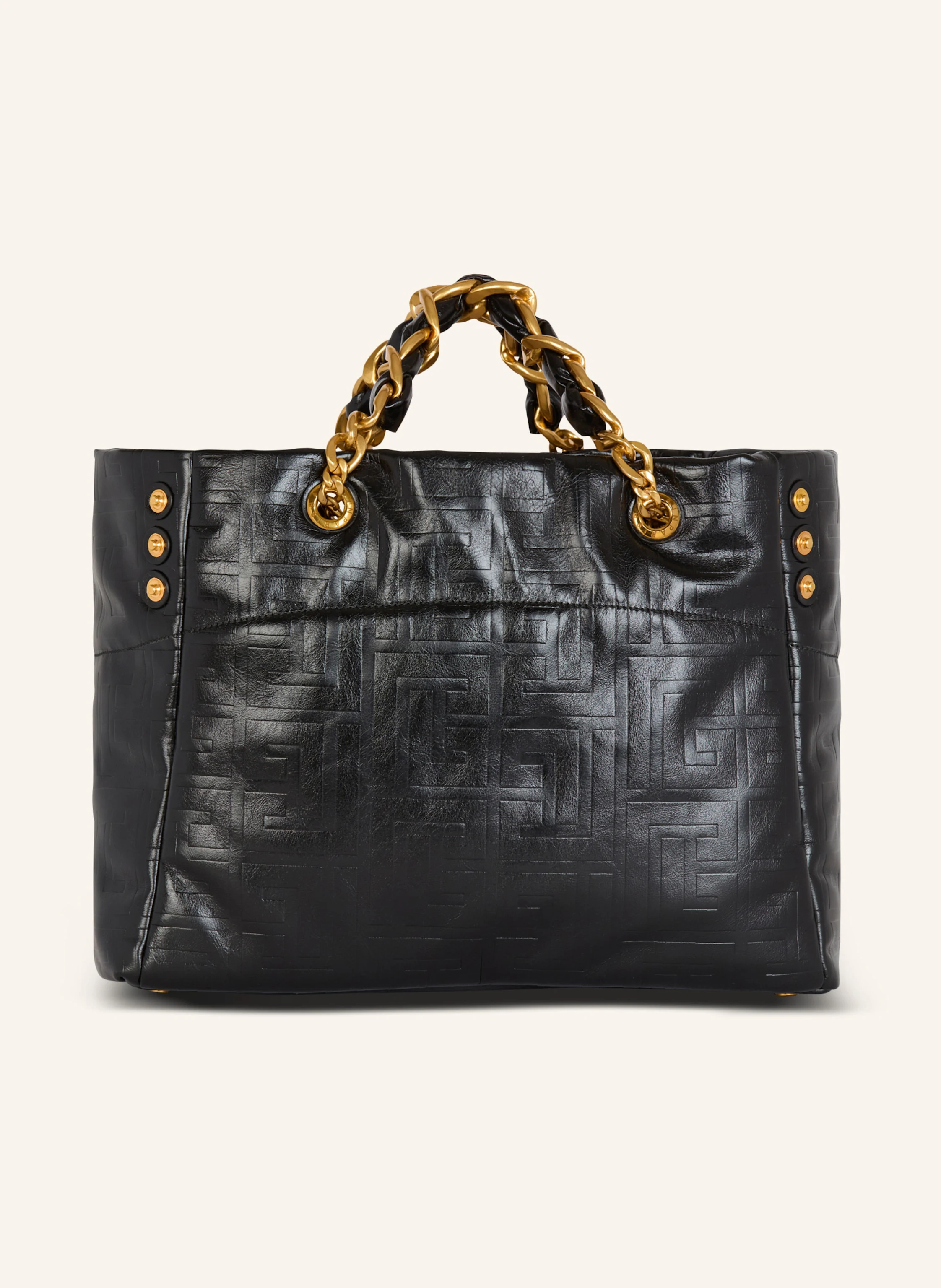 BALMAIN Shopper 1945 Soft aus rissigem Kalbsleder mit PB Labyrinthe-Monogramm-Prägung