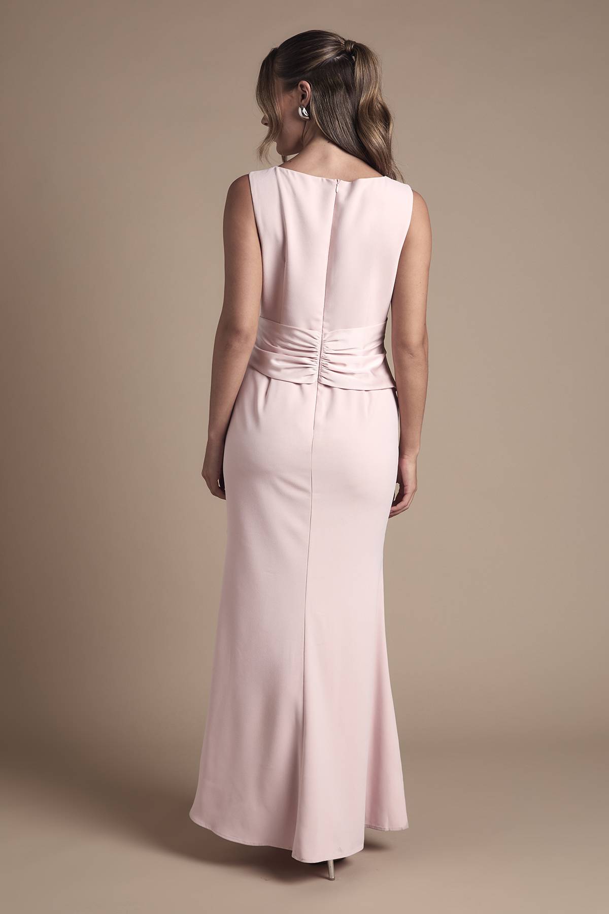 Coast Robe de Demoiselle d'Honneur Longue sans Manches à Col Rond avec Ceinture