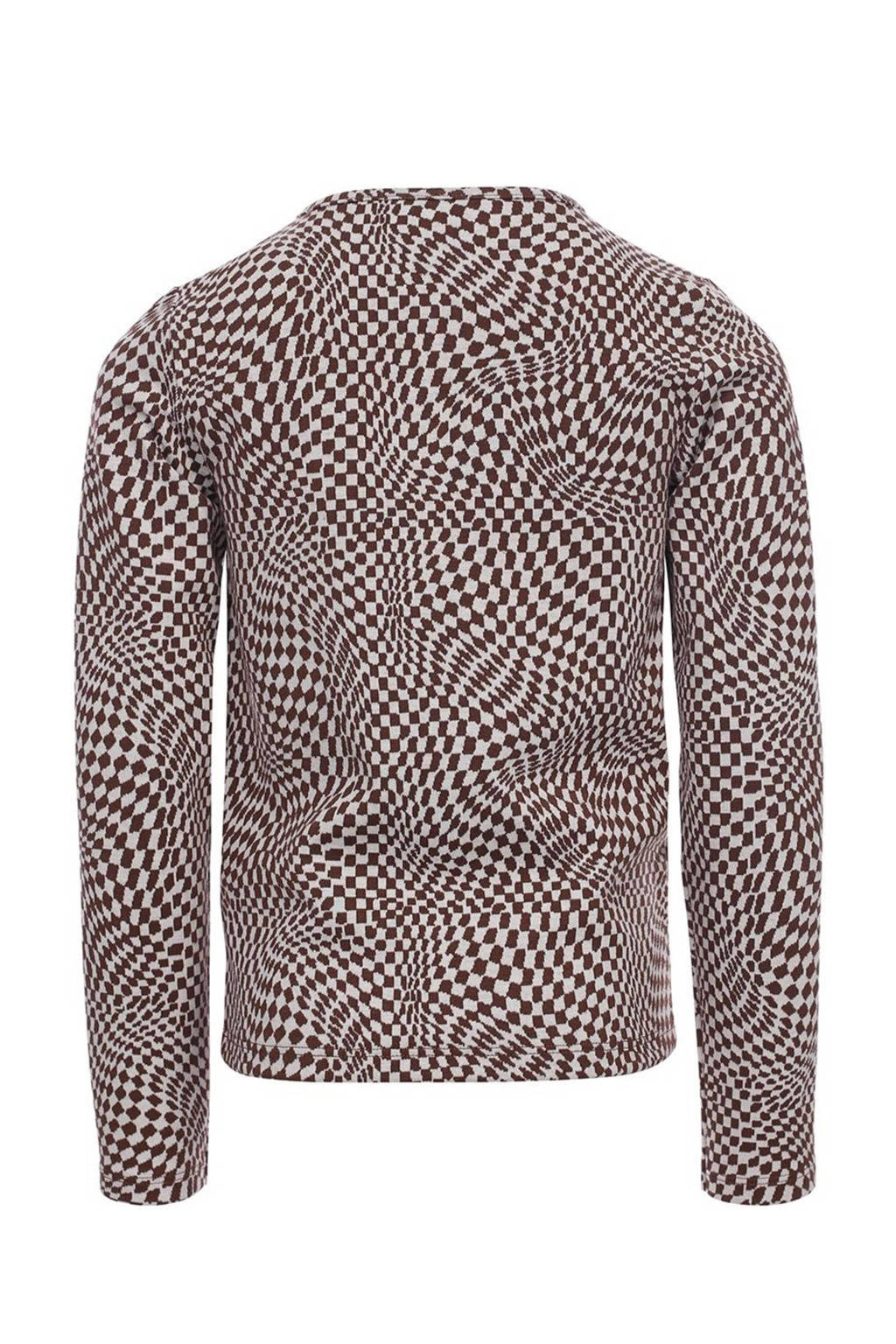 LOOXS longsleeve met all over print en open detail bruin/ecru