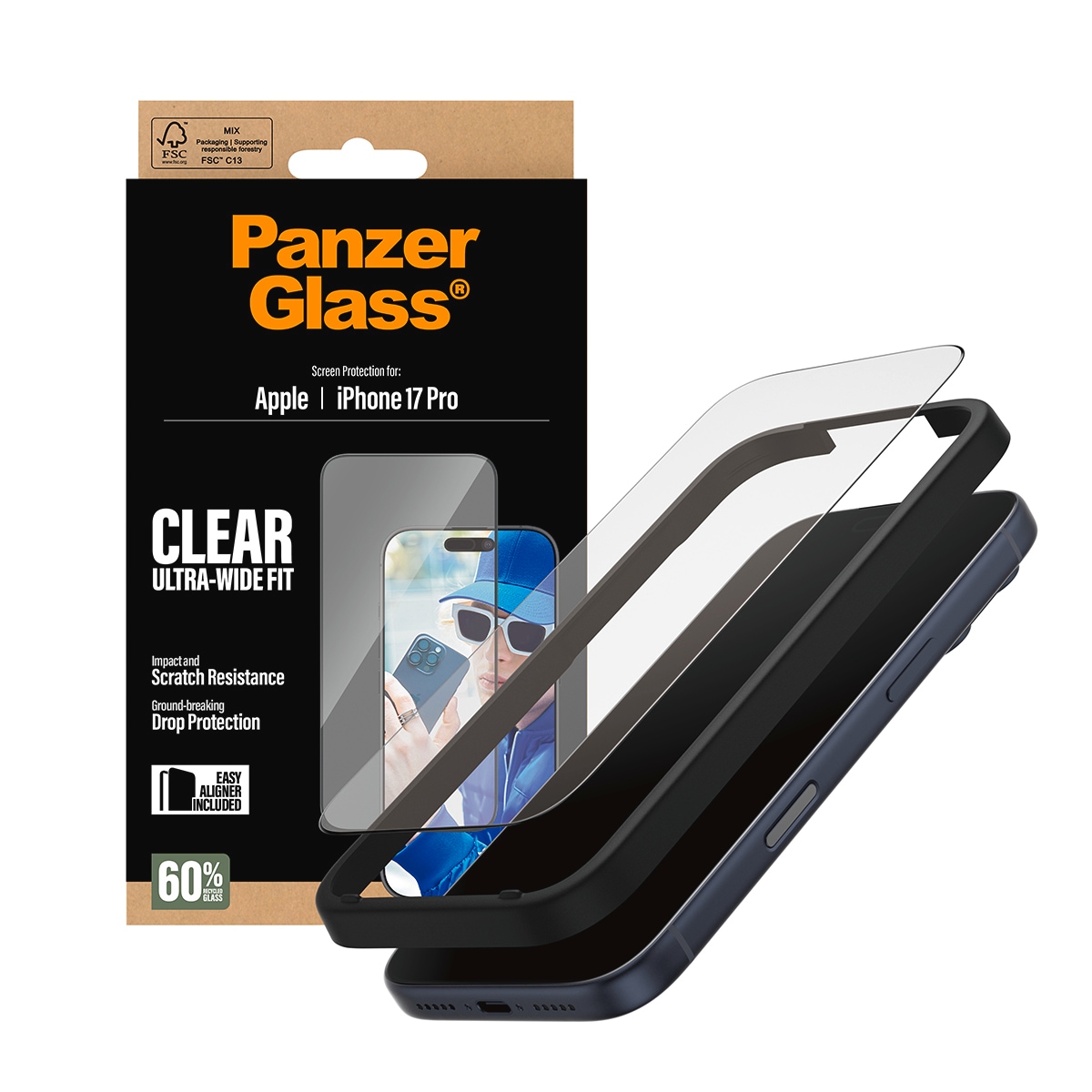CARE by PanzerGlass Displayschutzglas »Schutzglas« für Apple iPhone 17 Pro Displayschutzfolie, Schutzfolie, Bildschirmschutz, kratz- & stossfest